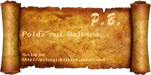 Polónyi Balbina névjegykártya